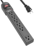 Amazon Basics Surge Protector Power Strip, 6-Outlet, 790 Joules, Circuit Breaker, LED Indicator Light, 6ft Extension Cord, Black by AmazonBasics