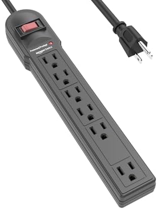 Amazon Basics Surge Protector Power Strip, 6-Outlet, 790 Joules, Circuit Breaker, LED Indicator Light, 6ft Extension Cord, Black by AmazonBasics