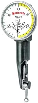 Starrett 711 Last Word Dial Test Indicator with Case - Yellow Half Shaded Face, .030" Range, 0-15-0 Dial Reading, .001" Graduation - 711FS/GS by Starrett