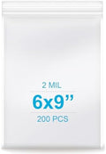6''x 9'', (Pack of 200) 2 mil Thick Clear Plastic Reclosable Zip Poly Bags with Resealable Lock Seal Zipper for Photo, Jewelry, Bakery, Treats, Travel, Storage, Packaging & Shipping… by Enbreey