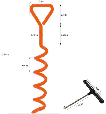 EURMAX USA 4-Pack Windproof Trampoline Stakes Anchor Kit-Steel Corkscrew Anchor,Heavy Duty Tie Down Kit with T-Hook&Reinforced Safety Straps,Secure Weatherproof Protection for Trampoline,Tent&Playset - Image 5