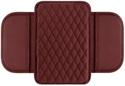 Car Center Console Cover, Upgraded Microfiber Leather Car Armrest Cover Cushion, Scratch-Resistant Armrest Storage Pad with 2 Storage Bags, Universal for SUV, Sedan, Truck (Red) by Unknown