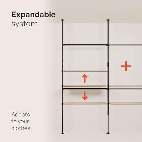 pamo Adjustable Clothes Rack with Shelves 155" W x 86"-98" H - Image 6
