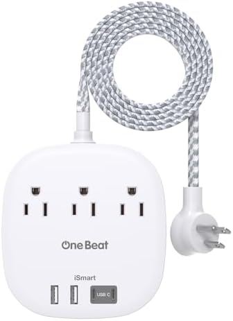 One Beat Power Strip with USB C, 3 Outlets 4 USB Ports (3.1A),6ft by OneBeat