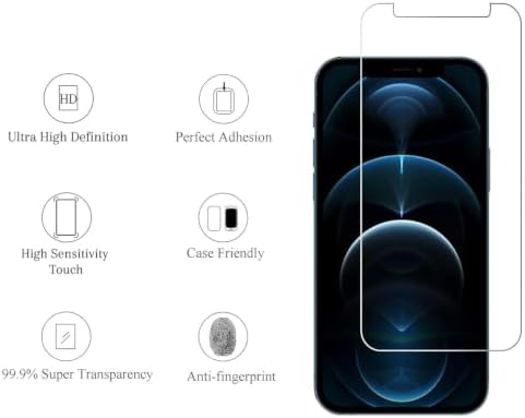 Ailun Screen Protector+Camera Lens Protector for iPhone 12 Pro, 2+2 Pack - Image 2