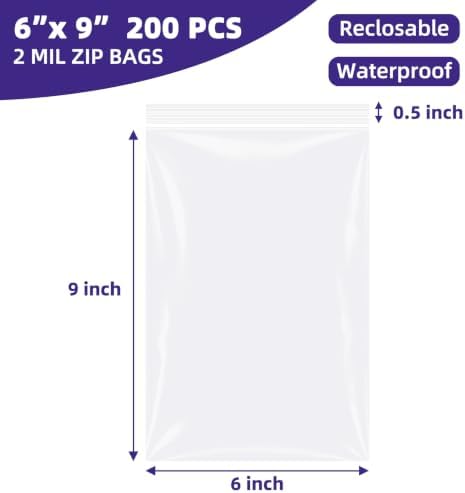 Yotelab Small Plastic Zip Bags, 6x9 In Clear Resealable Jewelry Bags 200Pcs - Image 2