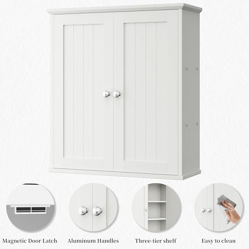 Shintenchi Bathroom Wall Medicine Cabinet, Over The Toilet Storage, White - Image 4