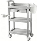 3-Tier Rolling Trolley with Waterproof ABS Drawers, Mobile Storage Rack & Trash Can, Ideal for Salons, Spas, Hospitals & Bathrooms - Durable & Functional by Unknown