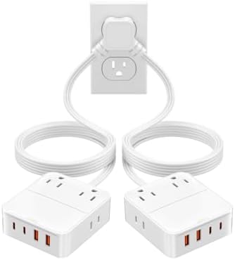 Split Extension Cord 12FT(6FT Per Side) - Single 4 AC & 4 USB Ports by VPSUN
