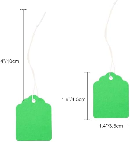 joycraft 200Pcs Price Tags with String Attached, 1.4x1.8 in Green Gift Tag - Image 2