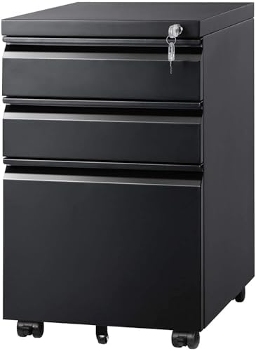 DEVAISE 3 Drawer File Cabinet with Lock, Fully Assembled Except Casters by DEVAISE