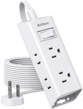 Addtam Flat Plug Power Strip with 6 Outlet Extender, 10 FT Extension Cord Flat Wall Plug with Multiple Outlets, No Surge Protector for Cruise Ship, Travel, Dorm, Home Office, Cruise Essentials, White by Addtam