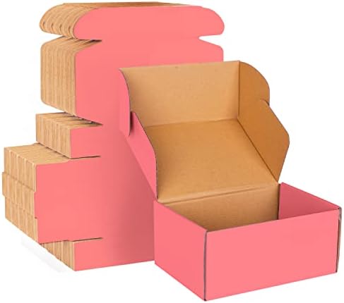 Pink Cardboard Corrugated Boxes - 9x6x4, 30 Pack - Shipping & Mailing Boxes by werfami
