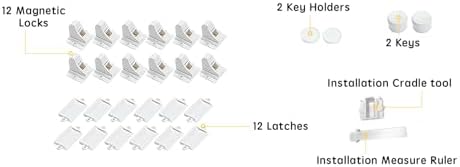 Vmaisi Adhesive Magnetic Cabinet Locks (12 Locks and 2 Keys) - Image 3