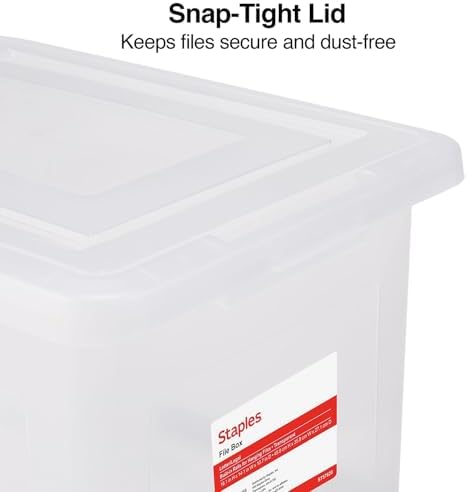 Staples Hanging File Folder Box, Storage Bin Organizer, Snap Lid, Clear - Image 4