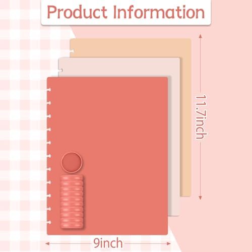 gisgfim 5 Set Discbound Notebook Cover and Disc Set 8.5 x 11.75 inch Inch Poly Cover with Disc Discbound Notebook Accessories for School Office Subject Document (Vintage Color) - Image 2