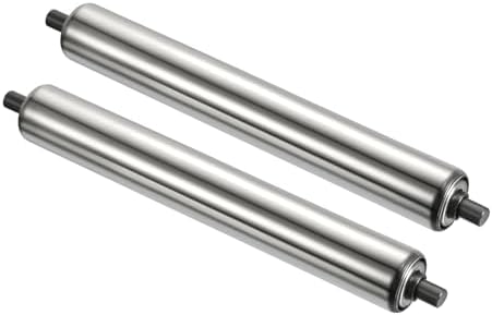 PATIKIL Conveyor Roller 3" Diameter 14" Length, 2 Pack Stainless Steel Transmission Replacement Part Galvanized End, Silver by PATIKIL