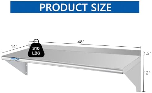 HARDURA Stainless Steel Shelf 14" x 48", 310lb Commercial - Image 3