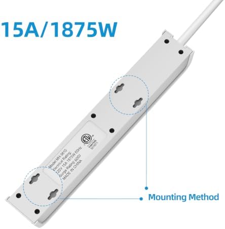 TiFFCOFiO Surge Protector Power Strip, 6 Feet Extension Cord, 600 Joules Surge Protection, Multiple Protection 6 Outlet Strip, 14 AWG Cord, 15A/1875W, ETL Listed - Image 6