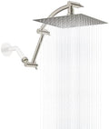 Hibbent All Metal 8'' Rain Shower Head, 16'' Extension Arm, Brushed Nickel by Hibbent