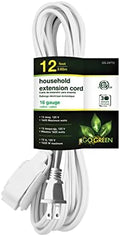 GoGreen Power (GG-24712) 16/2 12' Household Extension Cord, 3 Outlets, White, 12 ft by PowerByGoGreen