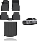 KELCSEECS Floor Mats & Cargo Liner Custom for Audi A6 (Not for A6 Allroad Models) 2019-2024 2025,All Weather Protection TPE Floor Liners Front Row and Second Row Full Set Accessories Black by KELCSEECS