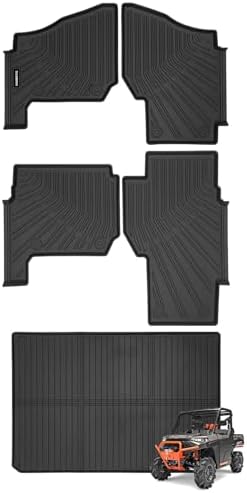 Naibeve Floor Mats for Polaris Ranger XP 1000 Crew 2019-2025 (4 Passenger)-All Weather for Polaris Ranger XP 1000 Floor Mats Liners 2 Row & Cargo Mats Bed Liner (Floor Liner+Trunk Mat) by NAIBEVE-USA