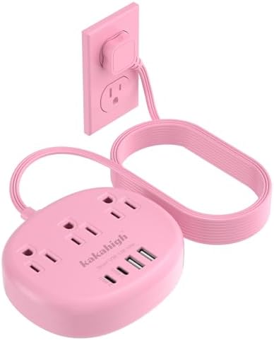 Pink Extension Cord - 10 FT Flat Power Strip by YourBetterchoice