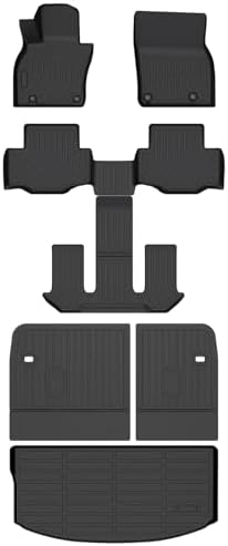 HAFIDI® Floor Mats & Backrest Mats & Cargo Mats for Mazda CX-90/CX-90 PHEV 2026 2025 2024 7 Seats with 2nd Row Bucket Seats, All Weather TPE Custom Fit Floor Liners for CX-90/CX-90 PHEV Car Mats by HAFIDI