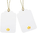 100 Pcs Blank Gift Tags with String Gold Foil Maple Leaf Fall Large Gift Tags with 65 Ft Jute Twine White Paper Cute Tags for Fall Autumn Thanksgiving Harvest Party Gift Wrap Tags by ASYEHJNR