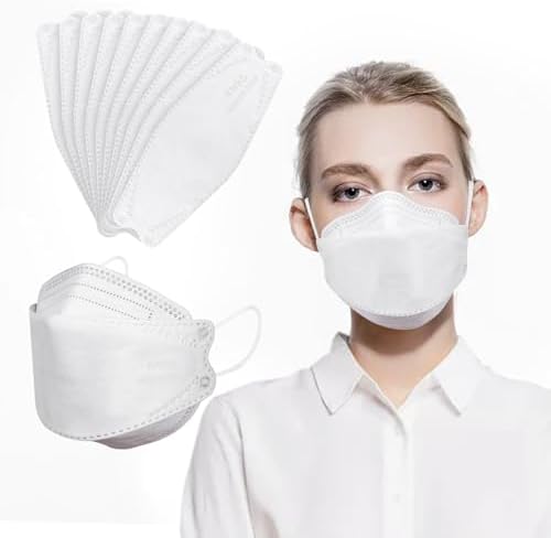 Borje KN95 Face Masks for Adults 50 Pack, 5-Ply White Disposable Face Mask Against PM 2.5 Smoke & Dust, Filtration Efficiency 95% - Image 3