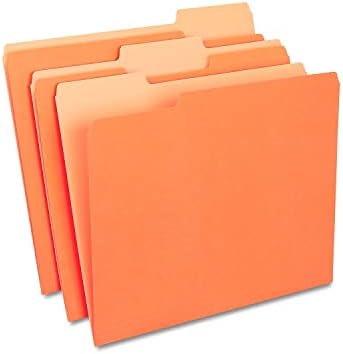 Staples Top-Tab File Folders, Letter Size, 3-Tab, Orange, 100/Box by Staples