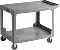 Commercial Gray Heavy Duty 2-Shelf Utility Cart with Flat Top Work Surface and Built-in Tool Compartment, 550lb. Capacity, 5" Casters, 44" x 25 1/4" x 32 1/4" - Perfect for Restaurant, Warehouse by Krollen+Industrial