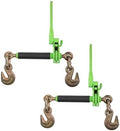 2 Pack 3/8"-1/2" Hi-Viz Green Heavy Duty Folding Handle Ratchet Load Binder w/Grab Hook 12,000 lbs WLL | Tie Down Hauling Chain Binders for Flatbed Truck Trailer by MyteeProducts