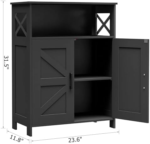 Homhedy Farmhouse Bathroom Storage Cabinet with Doors, Small Floor Cabinet - Image 3