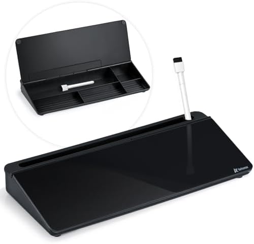 Varhomax Desktop Whiteboard with Storage, Desk Organizer Dry Erase Glass White Board to-do List Memo Notepad for Home Office and School Supplies (Black) by Varhomax