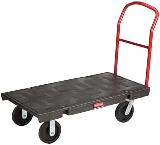 Rubbermaid Commercial Products Heavy-Duty Platform Truck, 2,000 Pound Capacity, 24" x 48" Platform, 8" TPR Casters, Black, for Warehouse/Garage/Cleaning/Manufacturing by RubbermaidCommercialProducts
