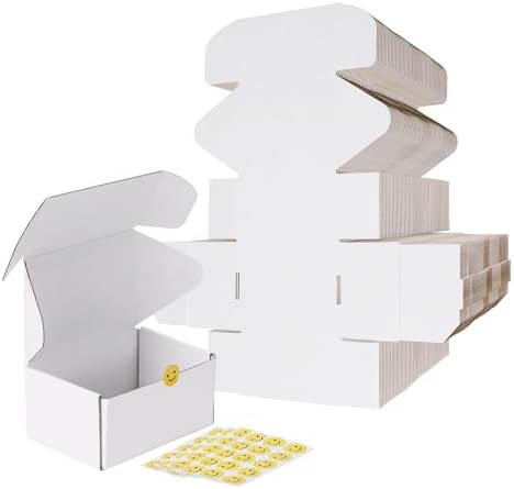 RLAVBL 6x4x3 Shipping Boxes Set of 50, White Corrugated Cardboard Box for Packing, Mailing, Business by RLAVBL