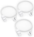 Flat Plug Extension Cord 3-Packs 3Ft White - 2-Prong Power Strip with 3 Polarized Outlets & Tamper Guard, 16/2 AWG 13A/1625W by LitStar