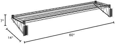 14" x 60" Wire Black Epoxy Wall Mount Shelf, Commercial Fixed Wall Mount Rack, NSF, Metal Floating Shelving for Kitchen, Stock Rooms, Home and Hotel - Image 3