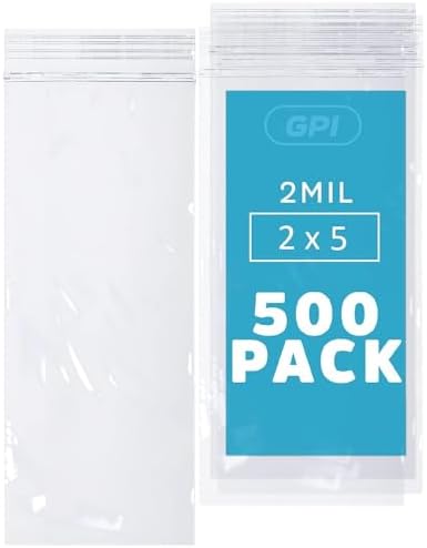 2" x 5" Small Zip Bags, 500 Pack, 2 Mil, Reclosable Jewelry Bags, GPI POLY by GPI+POLY