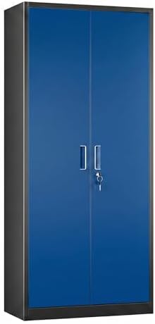 SUXXAN 71-Inch Metal Garage Storage Cabinet with Locking Doors,Black-Blue by SUXXANFurniture
