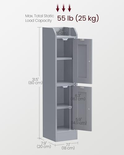 VASAGLE Small Storage Corner Floor Cabinet, 2 Doors, Dove Gray - Image 3