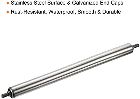 PATIKIL Conveyor Roller 1" Diameter 16" Length, Stainless Steel Gravity Transmission Replacement Part Galvanized End, Silver - Image 3