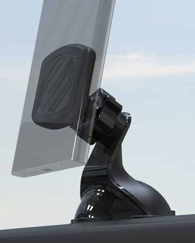 Scosche Extra Strength Suction Cup Phone Mount, Magnetic Dashboard/Windshield Mount Cell Phone Holder for Car with 360° Rotation, StickGrip Base & Thick Metal Plate for iPhone and Android, Not MagSafe by Scosche