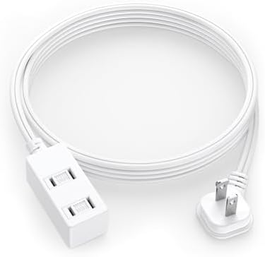 Flat Plug Extension Cord 6Ft White - 2-Prong Power Strip with 3 Polarized Outlets & Tamper Guard, 16/2 AWG 13A/1625W by LitStar