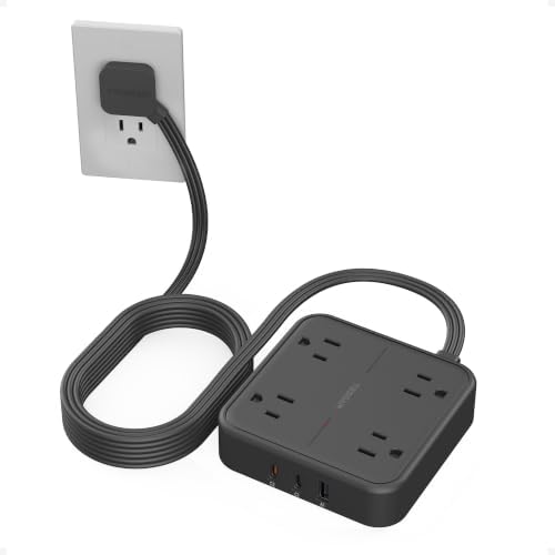 TESSAN Surge Protector Flat Extension Cord 15Ft, Flat Plug Power Strip by TESSAN