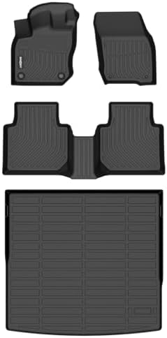 GINOWY-Floor Mats & Cargo Liner for Volkswagen Tiguan 2025 2026, TPE All Weather for VW Tiguan Floor Mats, Waterproof Non-Slip Trunk Mat Floor Liners Accessories Black by GINOWY