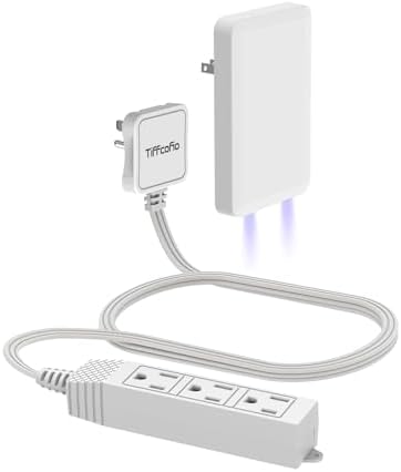 TiFFCOFiO Flat Plug Extension Cord with Night Light Outlet Cover, 3 FT 3 Prong Extension Cord, 3 Grounded Outlets for Home and Kitchen, 13A/1675W, ETL Listed by TiFFCOFiO