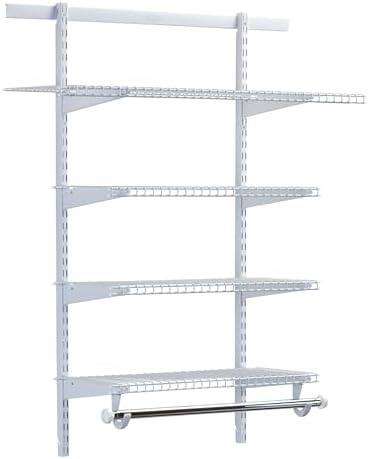 Rubbermaid Configurations Deluxe Custom Closet Kit 3-6 Ft. Adjustable Metal Wire Shelving White Finish Expandable Organization System Hardware Included for Home Closet/Pantry/Laundry/Mudroom - Image 2